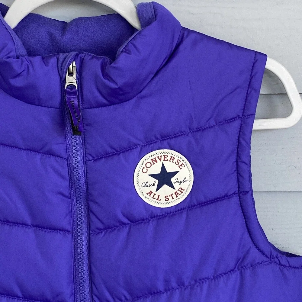 Converse All Star Youth Puffer 10-12‎ Unisex Full Zip Vest Jacket Purple Solid